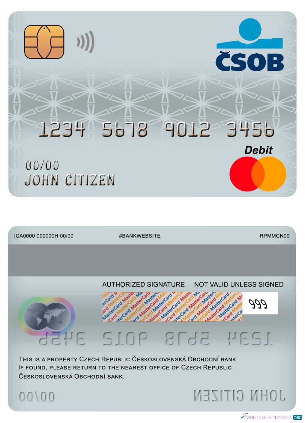 Download Czech republic ceskoslovenská obchodní bank master debit card Photoshop template